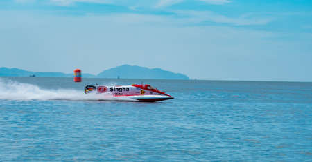 CHONBURI, THAILAND-NOVEMBER 26, 2017 : F1 boat in Bangsaen Power Boat 2017 at Bangsaen beach in...