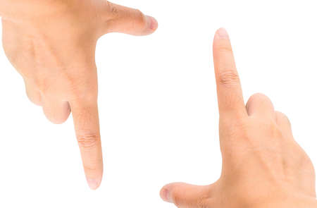 Man hand isolated on white background with clipping pathの写真素材