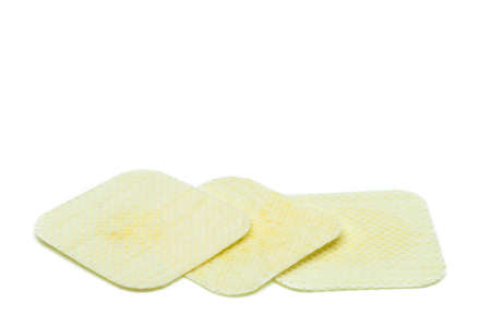 Expired mosquito repellent patch isolated on white background. Mosquito patch to protect kids, baby or infants from annoying insects.の写真素材