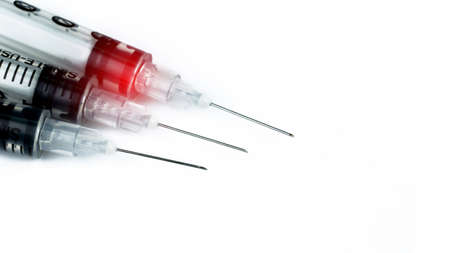 Used single use syringe.Plastic insulin syringe. Needle for addict. Three insulin syringes with...