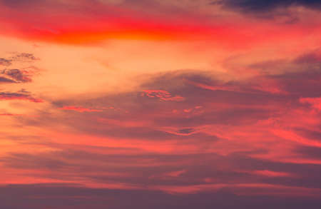 Beautiful sunset sky and clouds. Dramatic orange, red, pink and purple sky. Romantic dreamy sunset...