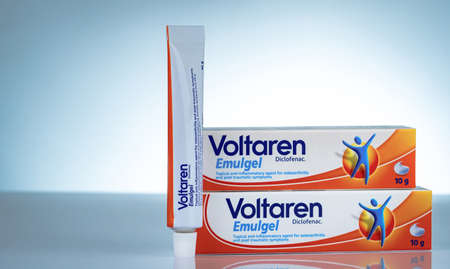 CHONBURI, THAILAND-OCTOBER 27, 2018 : Voltaren Emulgel. 1% diclofenac gel for topical...