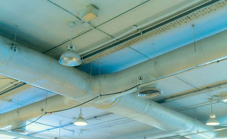 Air duct, automatic fire sprinkler safety system. Fire protection and detector. Fire sprinkler...