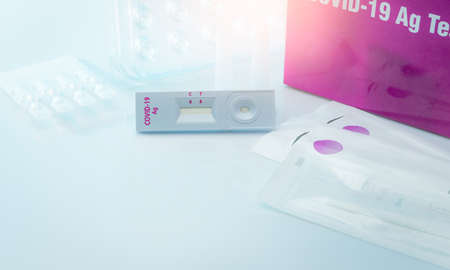 Covid 19 antigen self test for nasal swab. Antigen test kit for home use to detection coronavirus...