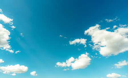 Beautiful blue sky and white clouds abstract background. Cloudscape background with copy space. Blue...