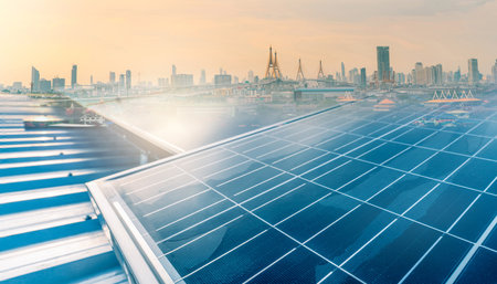 Sustainable energy. Solar panels, renewable energy, and eco-friendly cities. Witness the...