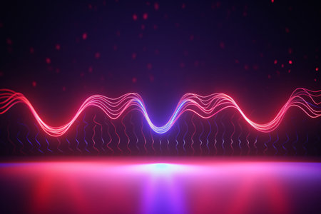 A red and blue wave with a purple background. The wave is very long and has a lot of detailの素材