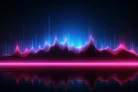 A colorful, abstract image of a long, narrow path with pink and blue waves. The image is full of energy and movement, with the colors and shapes creating a sense of excitement and wonderの素材