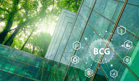 Bio-Circular Green economy concept. Corporate sustainability, renewable energy, and green building strategies for a sustainable future. Sustainable Development Goals. BCG economy. Renewable energy.の写真素材
