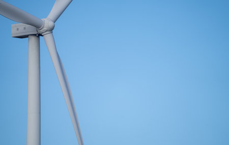 Wind energy and sustainable power generation with wind turbines, Eco-friendly solutions for renewable resources. Wind power farm and sustainable development of renewable energy, green technology.の写真素材