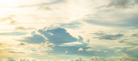 Dramatic overcast sky panorama with gray storm clouds during rainy season. Moody atmospheric background perfect for weather forecasting and emotional storytelling. Climate change awareness.の写真素材