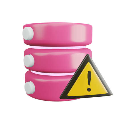 Database 3D Illustration with Warning Iconの写真素材