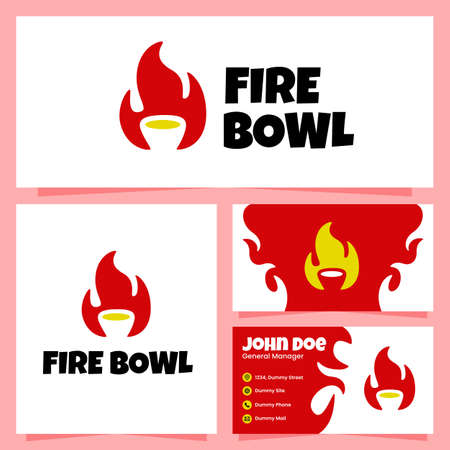 Fire Bowl Logo Design with Business Card Templateのイラスト素材