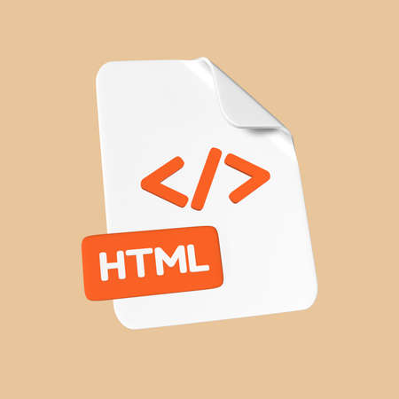 Stylized 3D HTML File Illustration Design Side Viewの写真素材