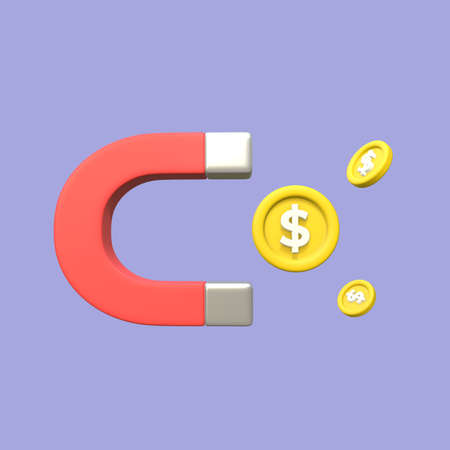Stylized 3D Magnet Coin Illustration