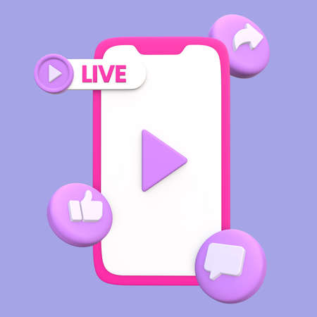 Stylized 3D Illustration of Mobile Content Creatorの写真素材