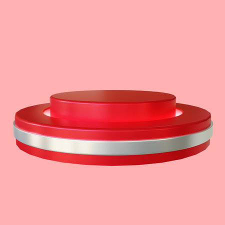 Glowing Red Podium Realistic 3D Renderの写真素材
