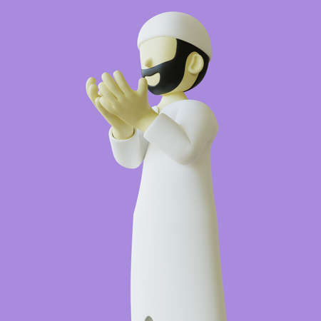 Stylized 3D Illustration of Muslims Man Prayingの写真素材