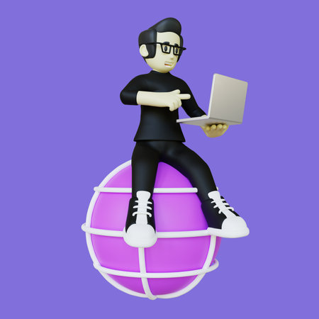 Internet of Things Programmer 3D Characterの写真素材