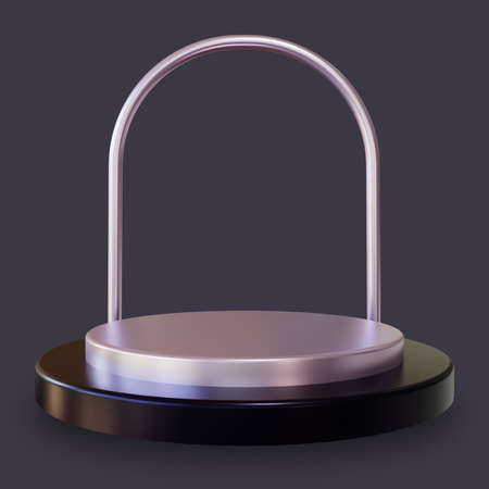 Luxury Black Silver Podium 3D Renderの写真素材