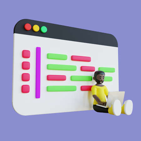 3D Character Illustration of Programmerの写真素材