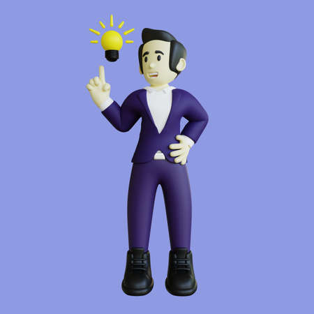 3D Businessman Character Have an Ideaの写真素材