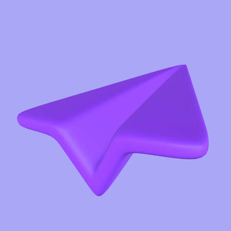 Stylized Blue Paper Plane 3D Illustrationの写真素材