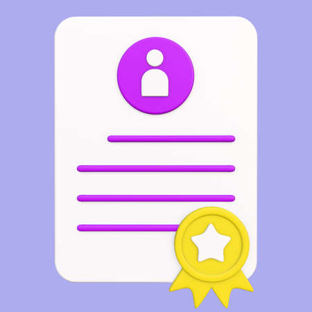 Stylized 3D Certificate License Illustrationの写真素材