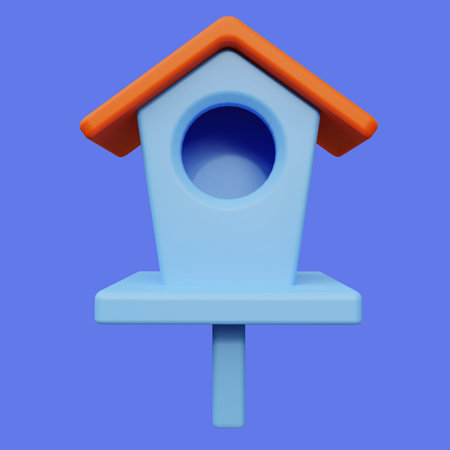 Stylized 3D Birdhouse Illustration Designの写真素材