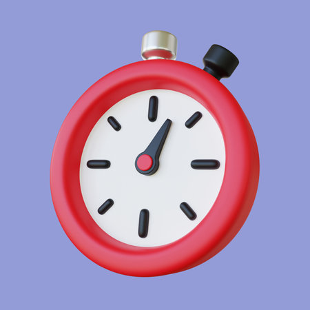 3d stopwatch illustration. fitness timer 3d render on blue backgroundの写真素材