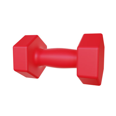 woman dumbbell 3d illustration. small fitness dumbbell 3d render on white backgroundの写真素材