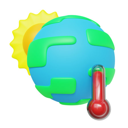 3D Global Warming Illustration. Hot Weather 3D Render on White Background, suitable for ecology or nature related designの写真素材