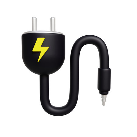 3D Electric Charger Illustration. Phone Charger 3D Render on White Background