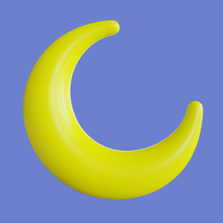 Cute 3D Crescent Illustration. Highly Rendered 3D Moon Illustration, Suitable for Your Landing Page or Mobile App UI Designの写真素材