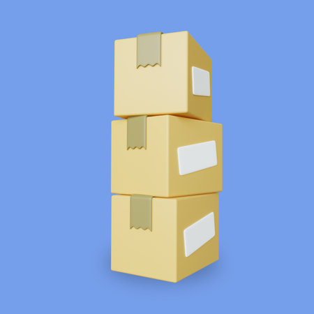 Stylized 3D Package Box Illustrationの写真素材
