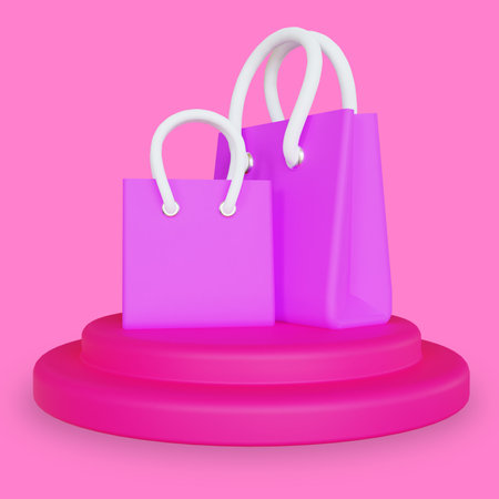 Stylized 3D Shopping Bag Illustrationの写真素材