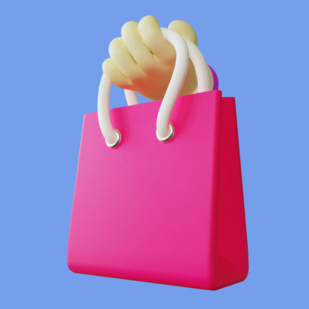 Stylized 3D Shopping Bag Illustrationの写真素材