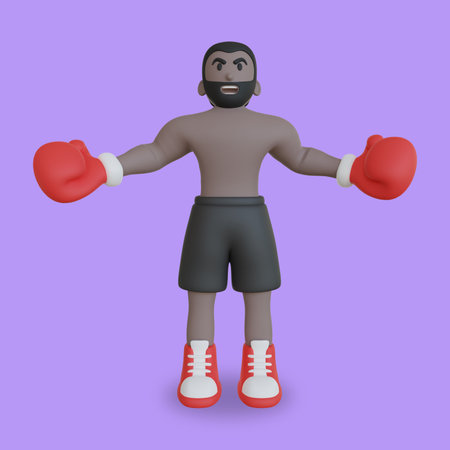Screaming Boxing Athlete 3d Illustrationの写真素材