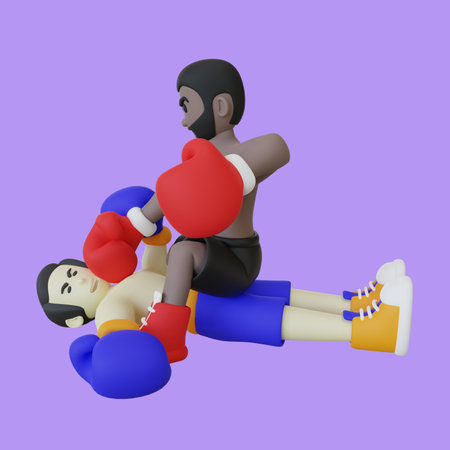 Ground Fight Boxing 3d Illustrationの写真素材