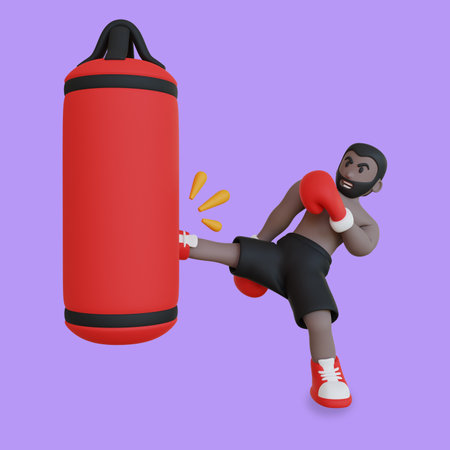 Boxer Practice Low Kick 3d Illustrationの写真素材