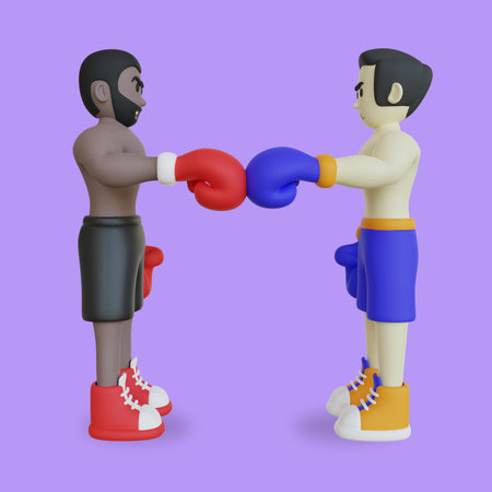 Boxing Athlete Fist Bump 3d Illustrationの写真素材