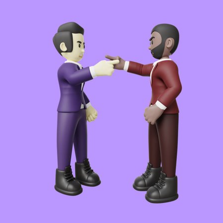 Angry politician 3d character illustration, Angry men with anger pointing each other 3d renderの写真素材