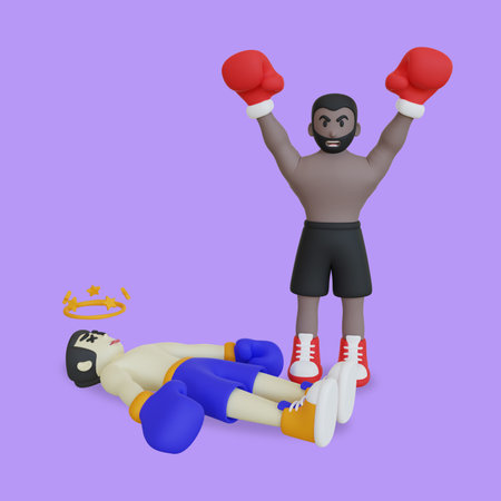 Boxing Fight Winner 3d Illustrationの写真素材