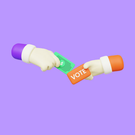 Corrupt vote 3d illustration, Politician giving bribe money for election vote 3d renderの写真素材