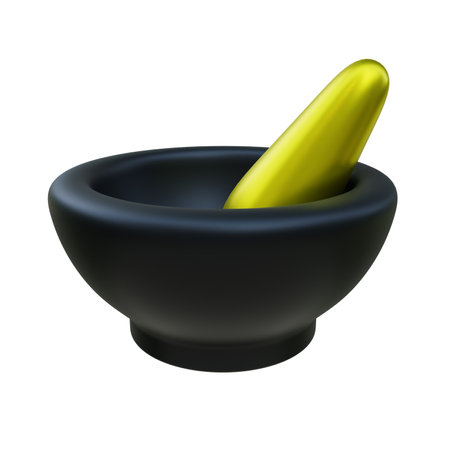 Luxury Gold Pestle and Mortar 3d Illustrationの写真素材