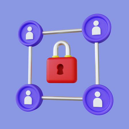 Encrypted Group Communication 3D Illustrationの写真素材