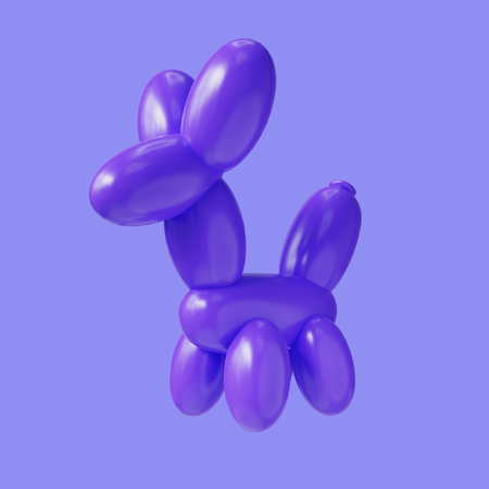 3d illustration of animal balloon. Birthday party balloon 3d render on blue backgroundの写真素材