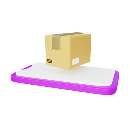 Mobile Phone Package Delivery 3d Illustrationの写真素材