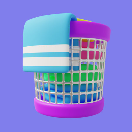 basket full of laundry 3d illustrationの写真素材