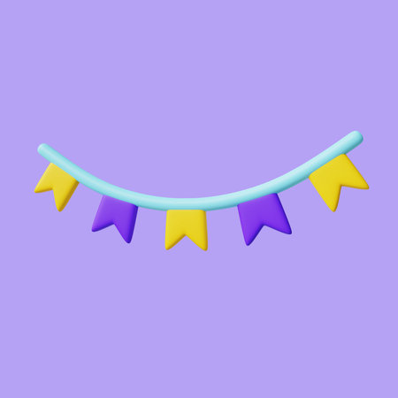 3d illustration of birthday party decorationの写真素材
